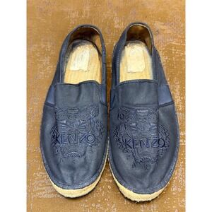 Kenzo Paris Tiger Head Canvas Espadrilles Navy Blue Slip On Shoes EU 42